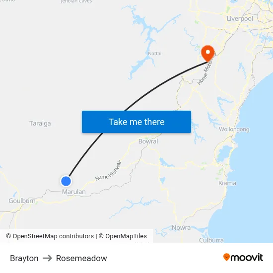 Brayton to Rosemeadow map