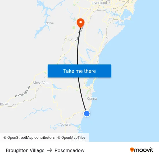 Broughton Village to Rosemeadow map