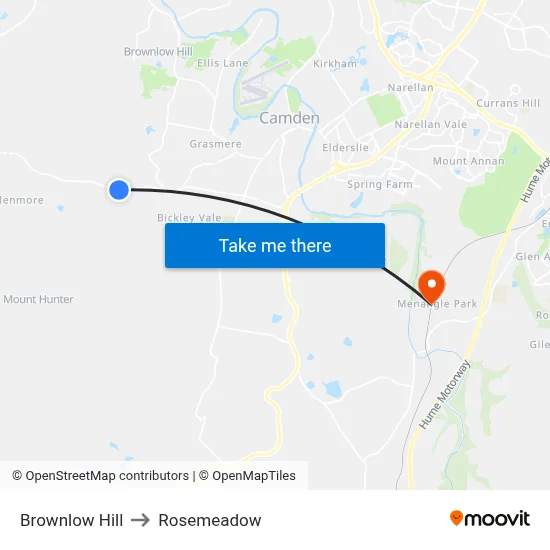 Brownlow Hill to Rosemeadow map