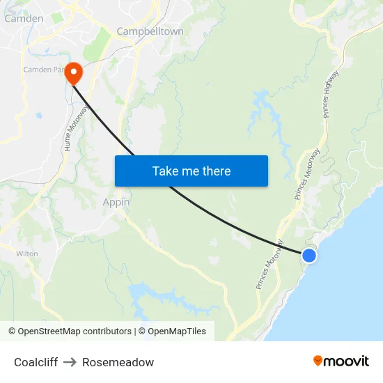 Coalcliff to Rosemeadow map