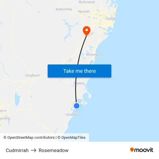 Cudmirrah to Rosemeadow map