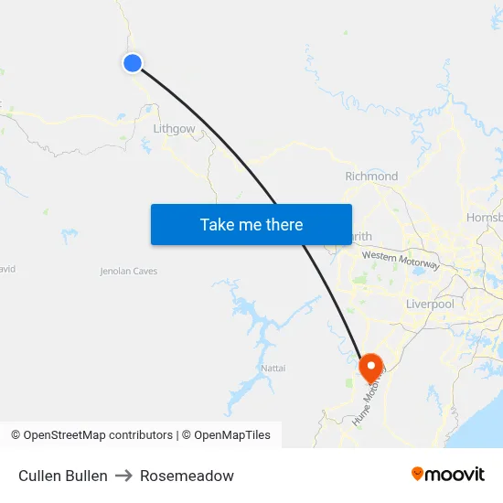 Cullen Bullen to Rosemeadow map
