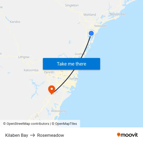 Kilaben Bay to Rosemeadow map
