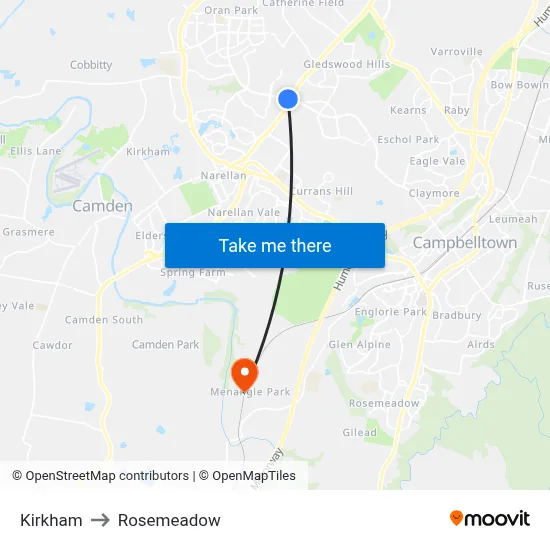 Kirkham to Rosemeadow map