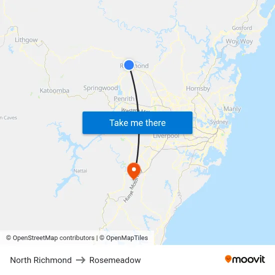 North Richmond to Rosemeadow map