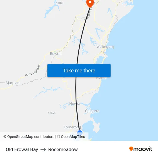 Old Erowal Bay to Rosemeadow map