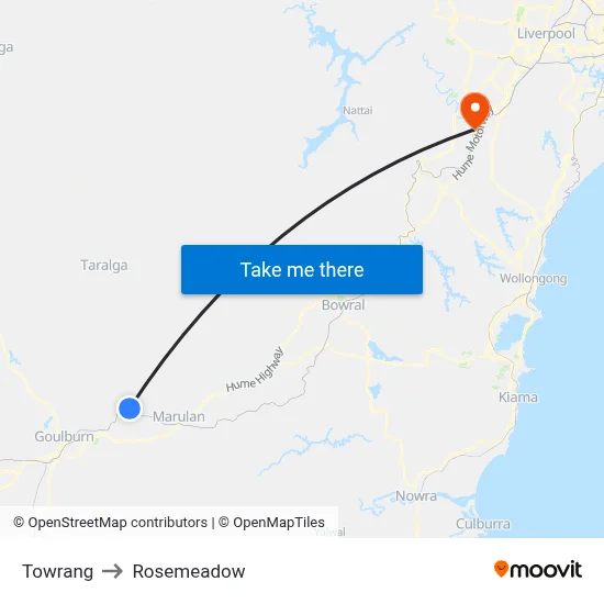 Towrang to Rosemeadow map
