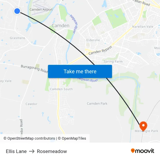 Ellis Lane to Rosemeadow map