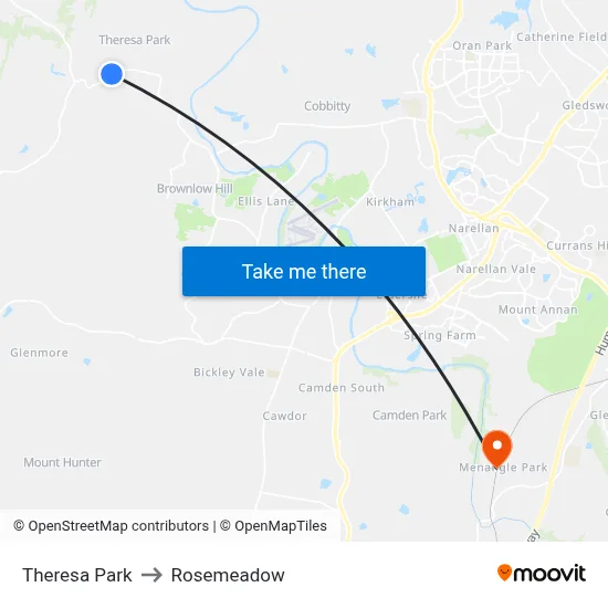 Theresa Park to Rosemeadow map