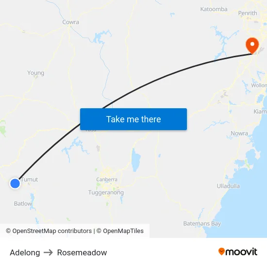 Adelong to Rosemeadow map