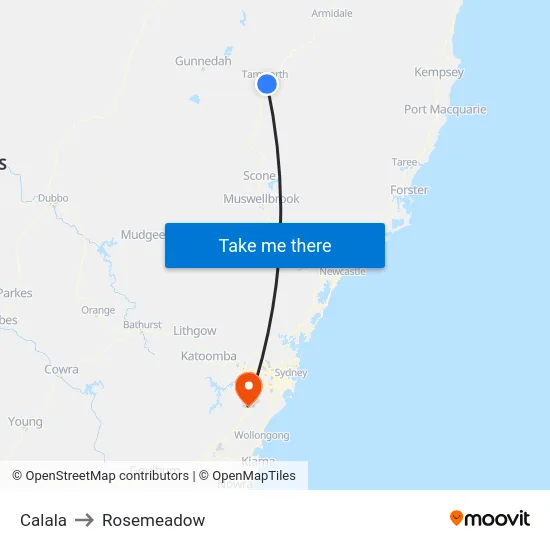 Calala to Rosemeadow map