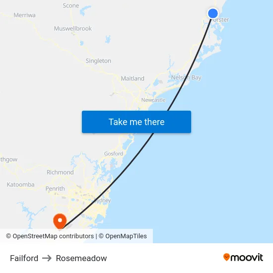 Failford to Rosemeadow map