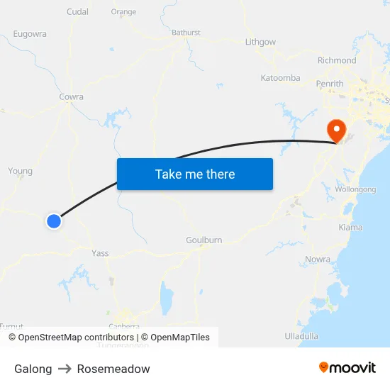 Galong to Rosemeadow map