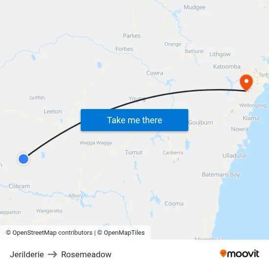Jerilderie to Rosemeadow map