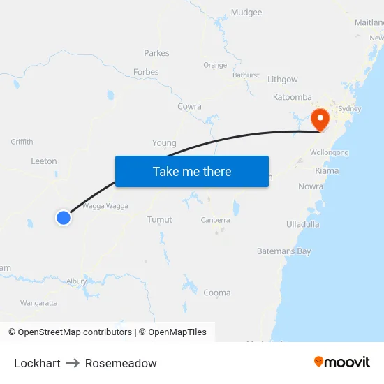 Lockhart to Rosemeadow map