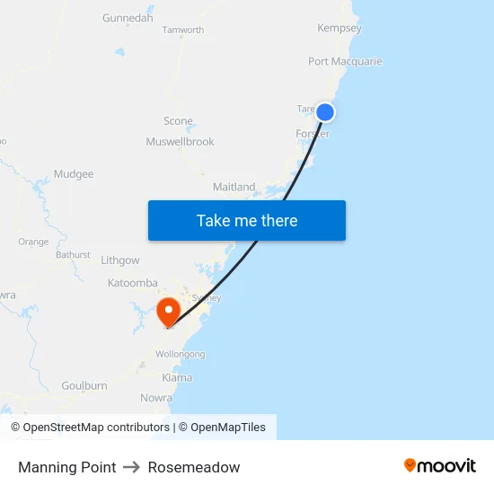 Manning Point to Rosemeadow map