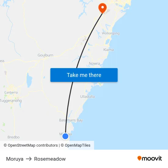Moruya to Rosemeadow map