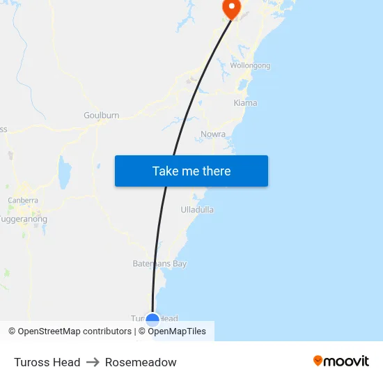 Tuross Head to Rosemeadow map