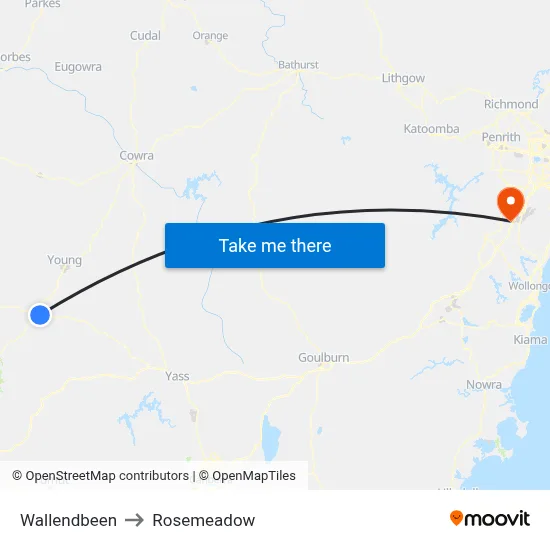 Wallendbeen to Rosemeadow map