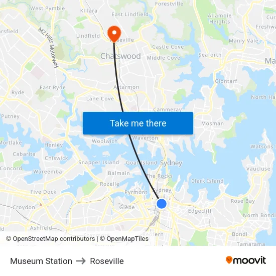 Museum Station to Roseville map