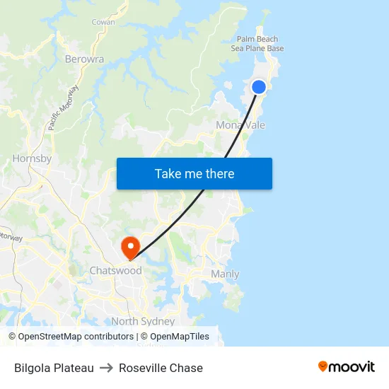 Bilgola Plateau to Roseville Chase map