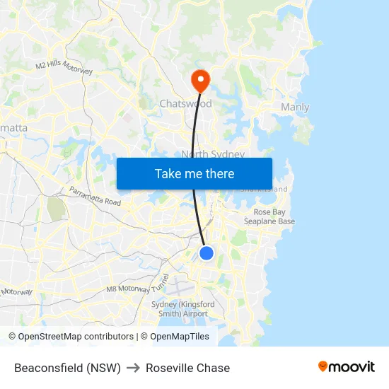 Beaconsfield (NSW) to Roseville Chase map