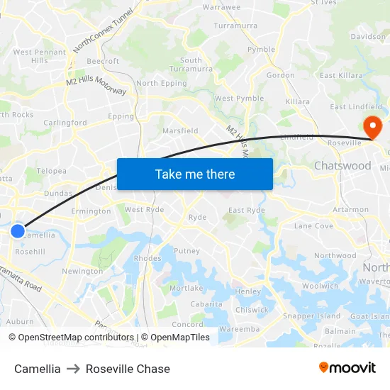 Camellia to Roseville Chase map