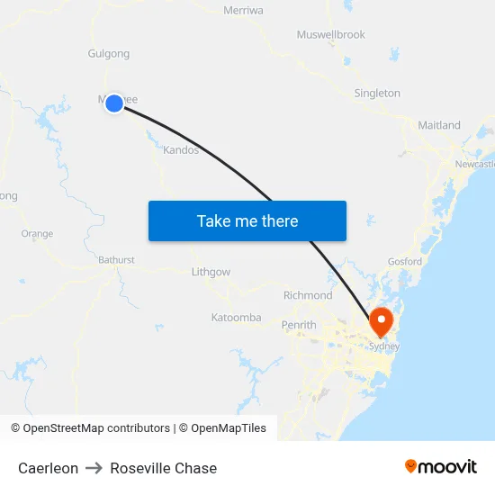 Caerleon to Roseville Chase map