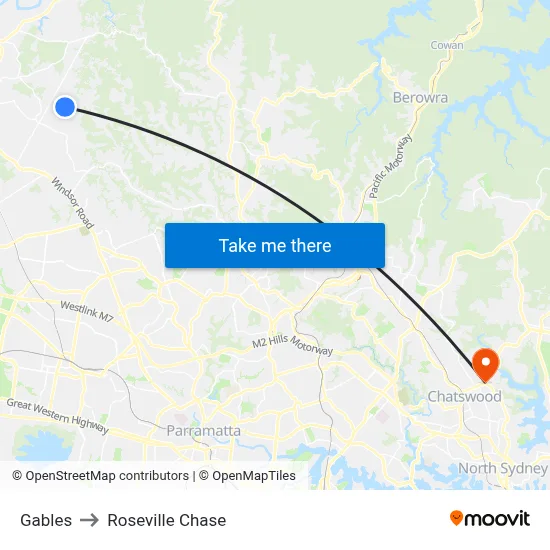Gables to Roseville Chase map