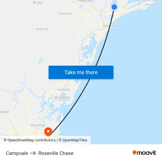Campvale to Roseville Chase map