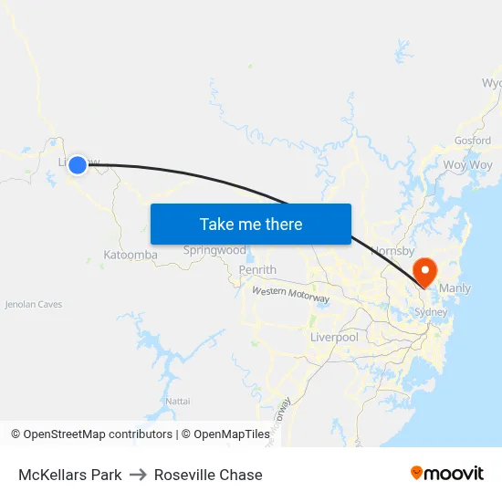 McKellars Park to Roseville Chase map