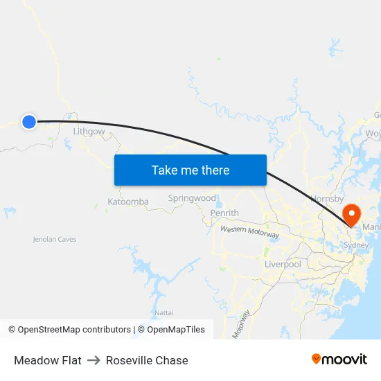 Meadow Flat to Roseville Chase map