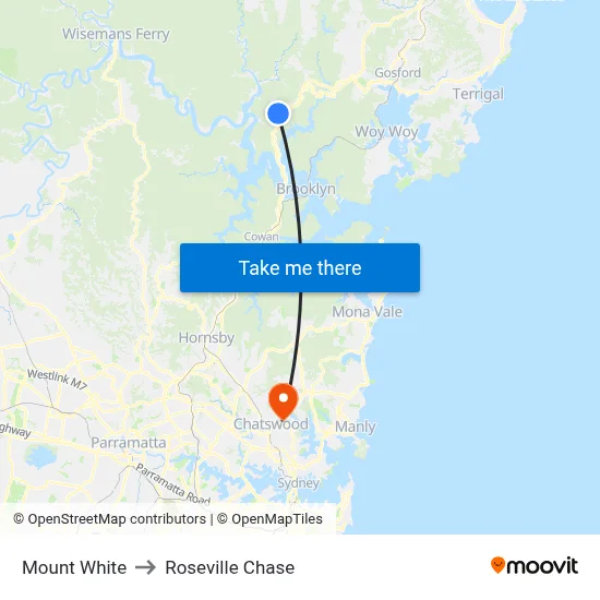 Mount White to Roseville Chase map