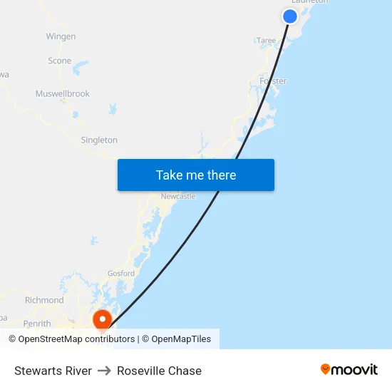 Stewarts River to Roseville Chase map