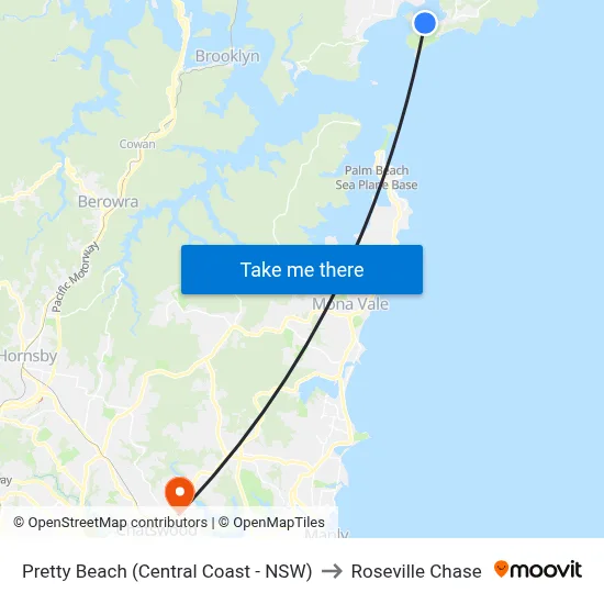 Pretty Beach (Central Coast - NSW) to Roseville Chase map