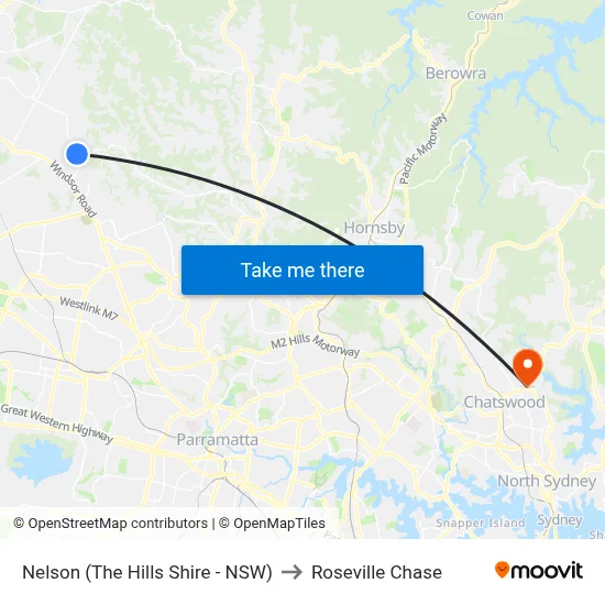 Nelson (The Hills Shire - NSW) to Roseville Chase map