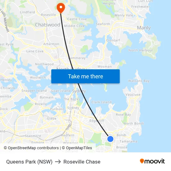 Queens Park (NSW) to Roseville Chase map