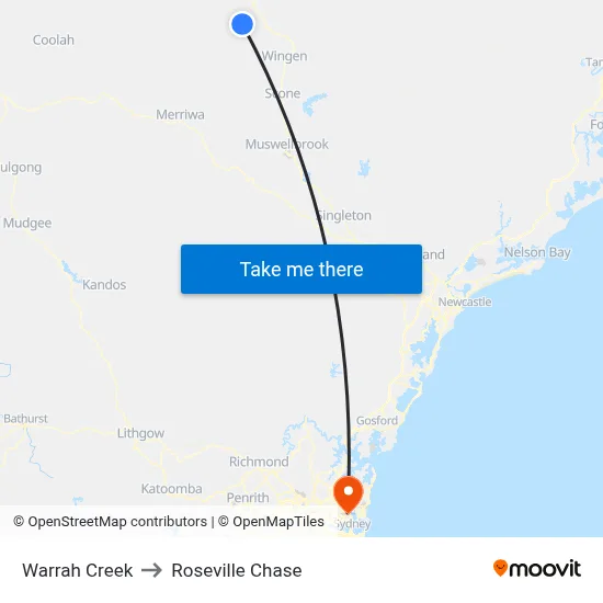 Warrah Creek to Roseville Chase map