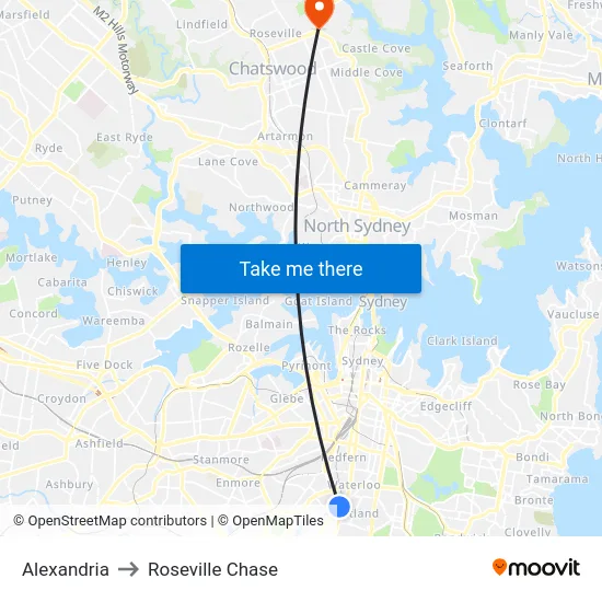 Alexandria to Roseville Chase map