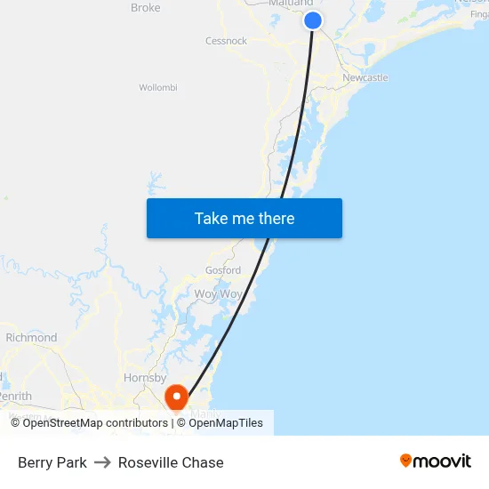 Berry Park to Roseville Chase map