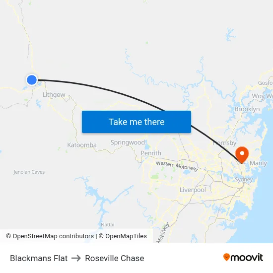 Blackmans Flat to Roseville Chase map