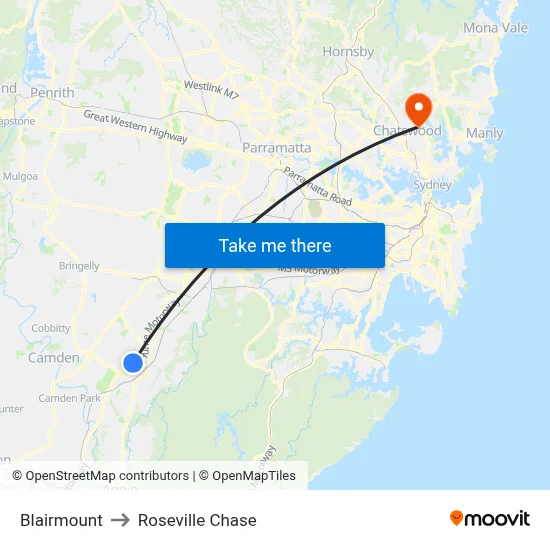 Blairmount to Roseville Chase map