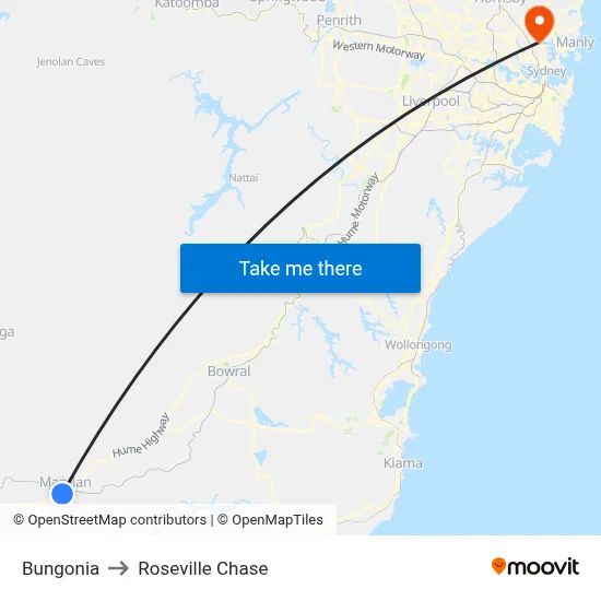 Bungonia to Roseville Chase map