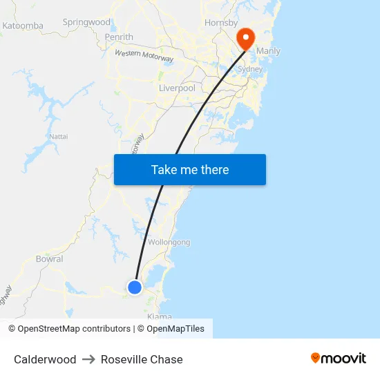Calderwood to Roseville Chase map