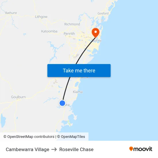 Cambewarra Village to Roseville Chase map
