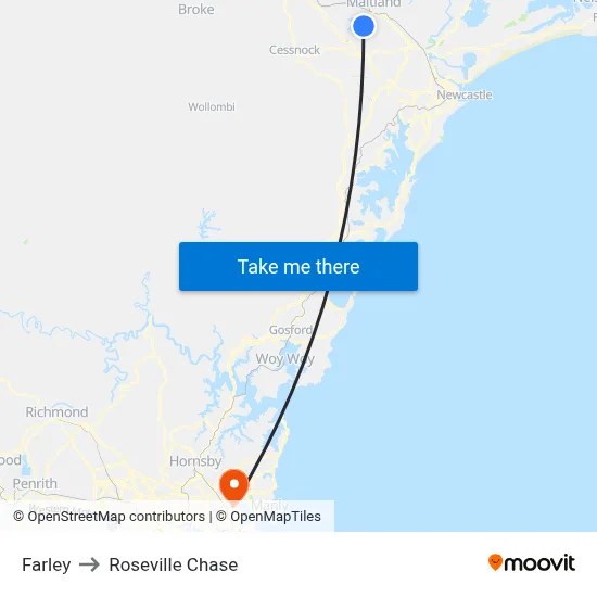 Farley to Roseville Chase map