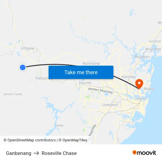 Ganbenang to Roseville Chase map