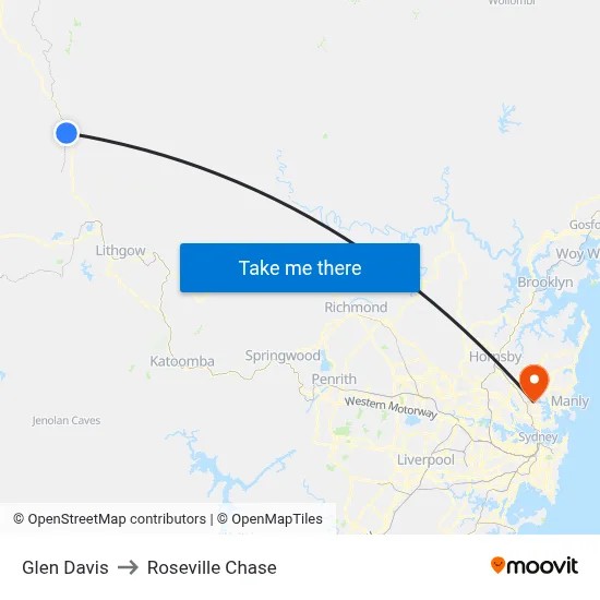 Glen Davis to Roseville Chase map