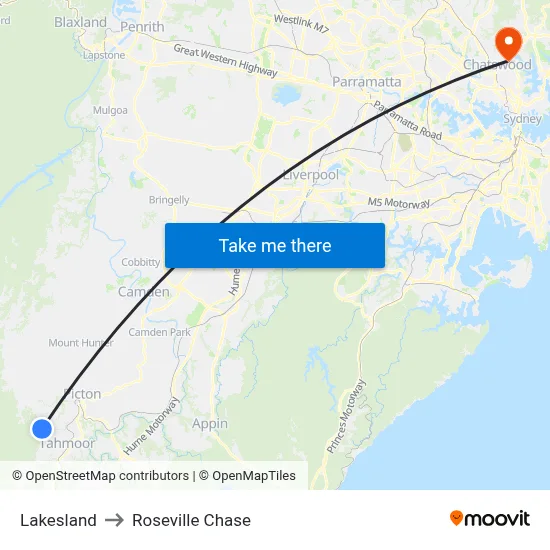 Lakesland to Roseville Chase map