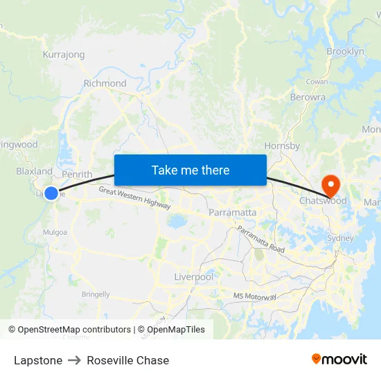 Lapstone to Roseville Chase map